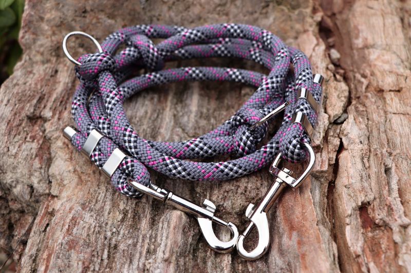 Lanové přepínací vodítko - Tartan Fuchsia & Charcoal Grey