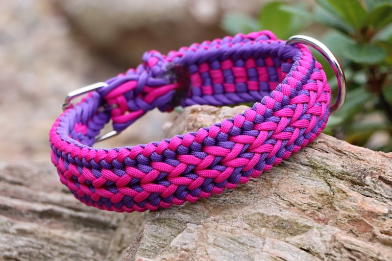 Růžovo-fialový nastavitelný obojek - šíře 4 cm