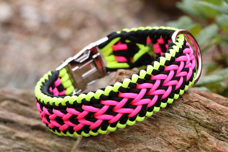 Neon pevný obojek - šíře 4 cm