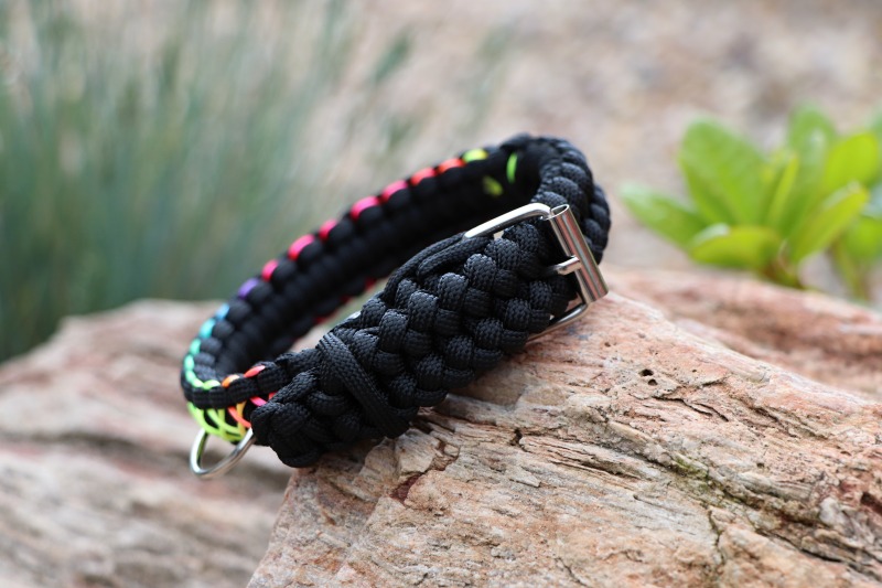 Duhový nastavitelný obojek - šíře 2 cm