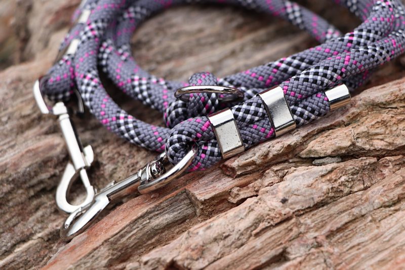 Lanové přepínací vodítko - Tartan Fuchsia & Charcoal Grey