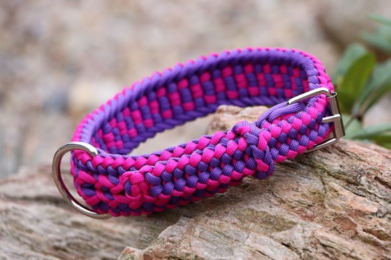 Růžovo-fialový nastavitelný obojek - šíře 4 cm