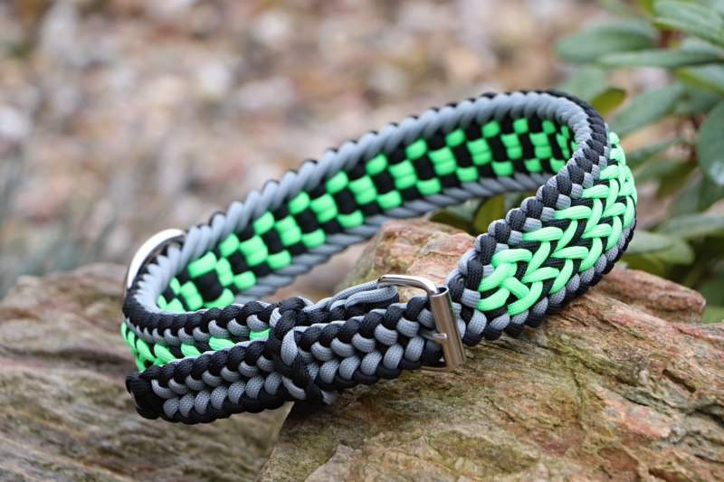 Neon zelený nastavitelný obojek - šíře 4 cm