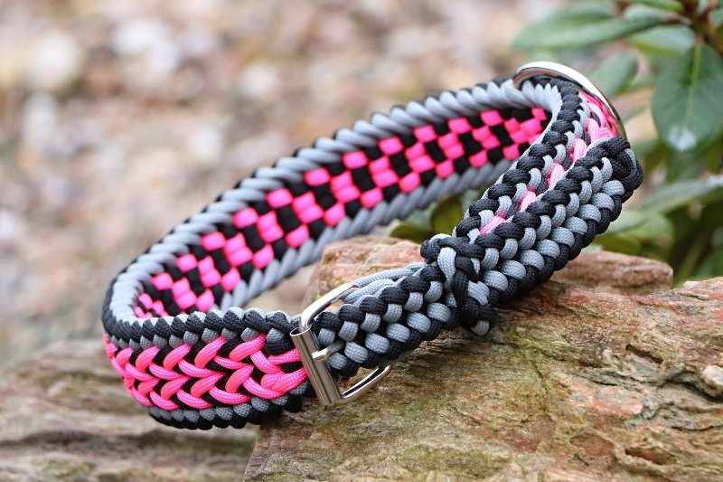 Neon růžový nastavitelný obojek - šíře 4 cm