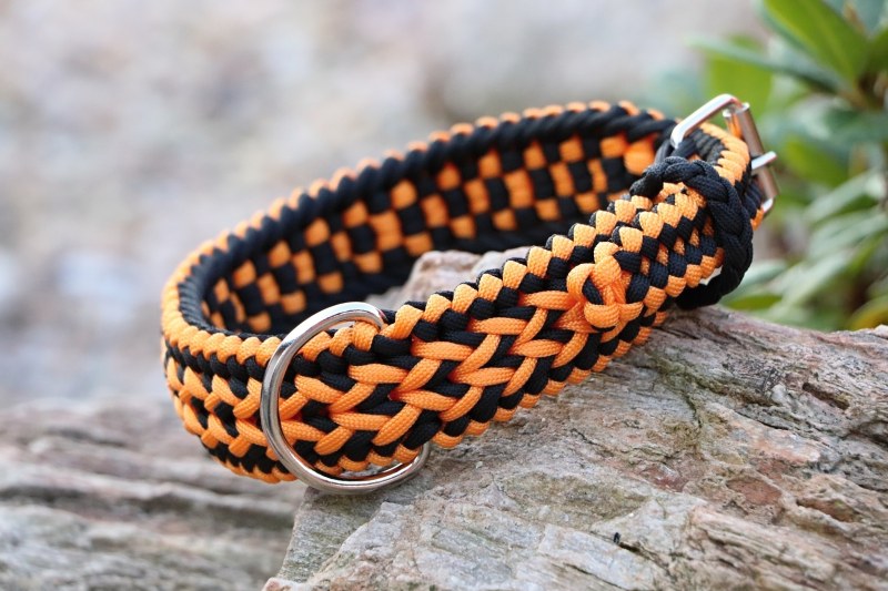 Oranžový set - nastavitelný obojek + přepínací vodítko 8 pramenů