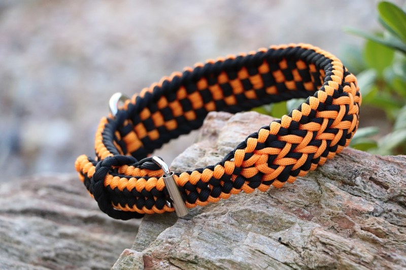 Oranžový set - nastavitelný obojek + přepínací vodítko 8 pramenů