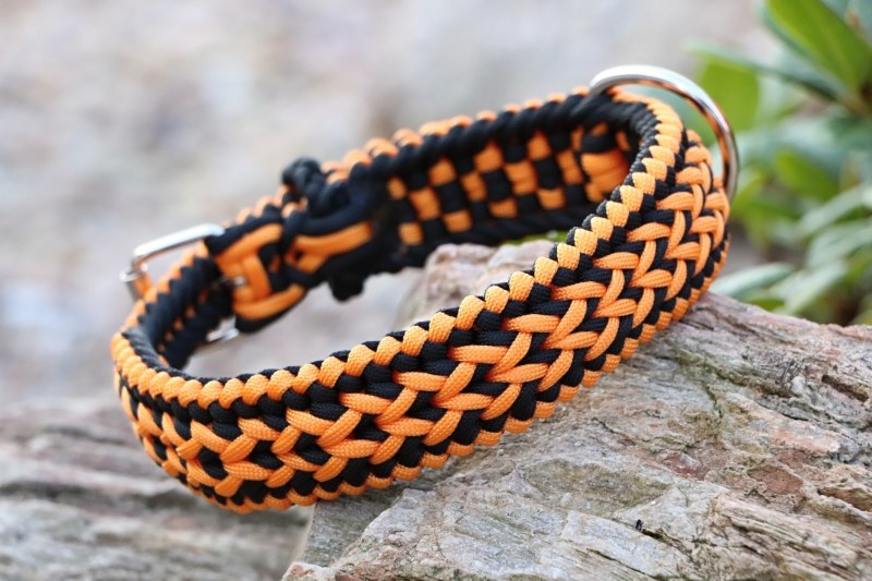 Oranžový set - nastavitelný obojek + přepínací vodítko 8 pramenů