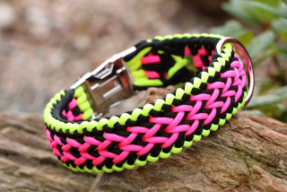 Neon pevný obojek - šíře 4 cm