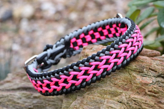 Neon růžový nastavitelný obojek - šíře 4 cm